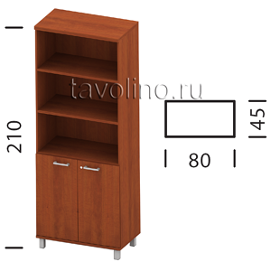 Квадро (Kvadro) КВ64з | Комбинированный (полуоткрытый) шкаф для руководителя 80х45х210